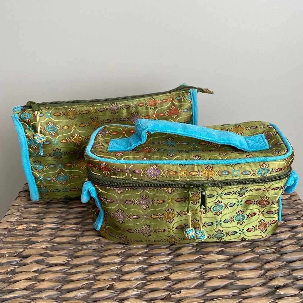 Set of 2 Vintage Stephanie Johnson Cosmetic Bags